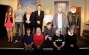 Full cast (back row, left to right): Jayne Stopford-Taylor (Sonja/Candace), Henry Cockburn (Steve/Les), Kayliegh Knox (Sylvia/Sharon), Michael Luke (Jack), Lesley Anderson (May), Colin Clark (Ted), Zam Tee (Lance). Crew (front row, left to right): Theresa Mulkerin (props), Charlotte Bond (lighting), Chris Neville-Smith (director), Dale Scott (Sound), Jennifer Gill (prompt)